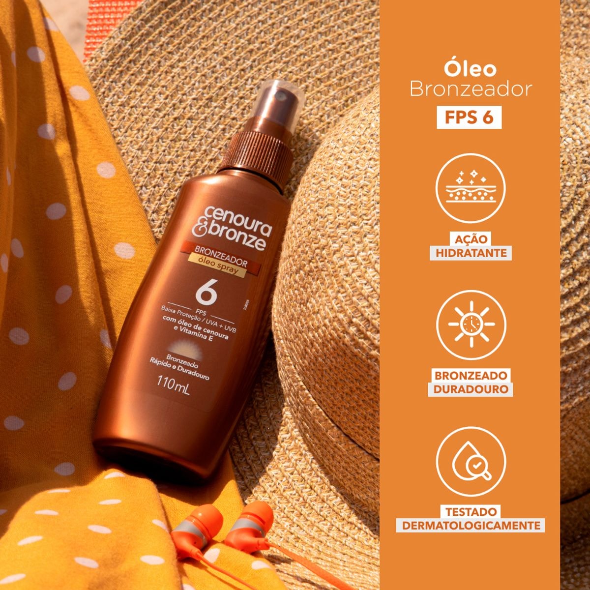 Óleo Bronzeador FPS 6 Cenoura e Bronze 110ml
