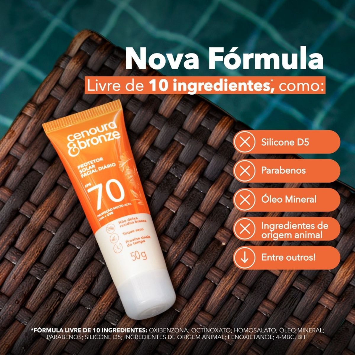 Protetor Solar Facial Diário FPS 70 Cenoura & Bronze 50g