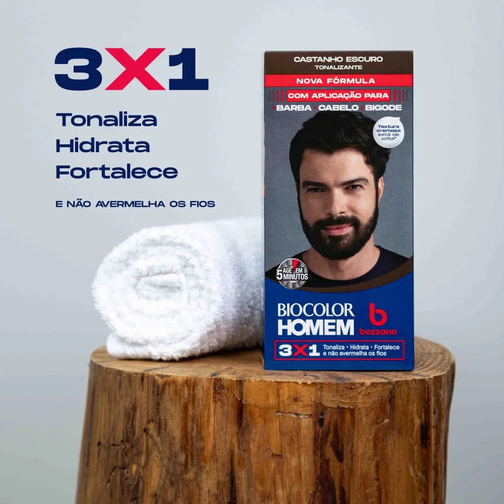 Elis Biocolor Tonalizante de Cabelo Masculino Biocolor Homem Bozzano Castanho Escuro