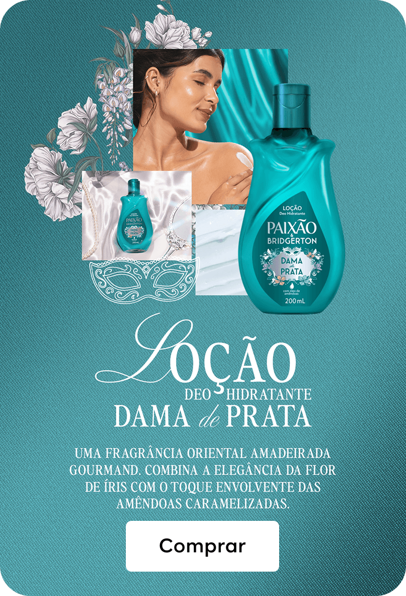 Loção deo hidratante dama de prata paixao e bridgerton