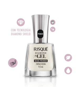 uma fila de esmaltes da linha risqué cybercolors e sob eles uma bolsa preta