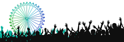 Roda-gigante com pessoas festejando em um festival